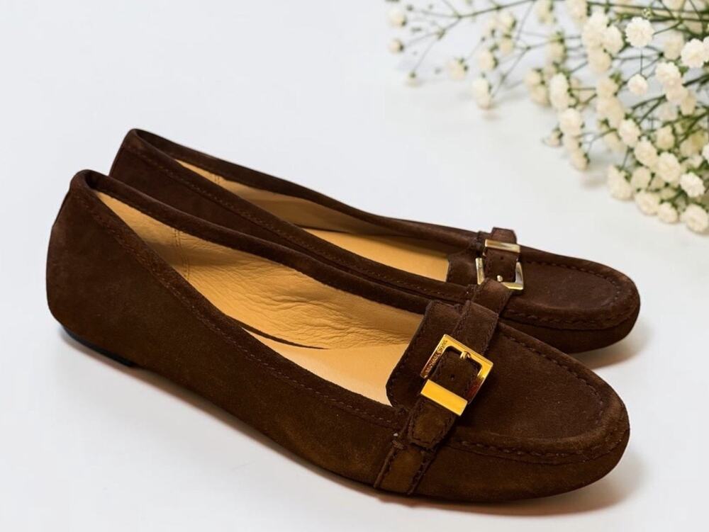 Michael Michael Kors Woman's Rory Moc Flat Suede Coffee Brown Size: 9